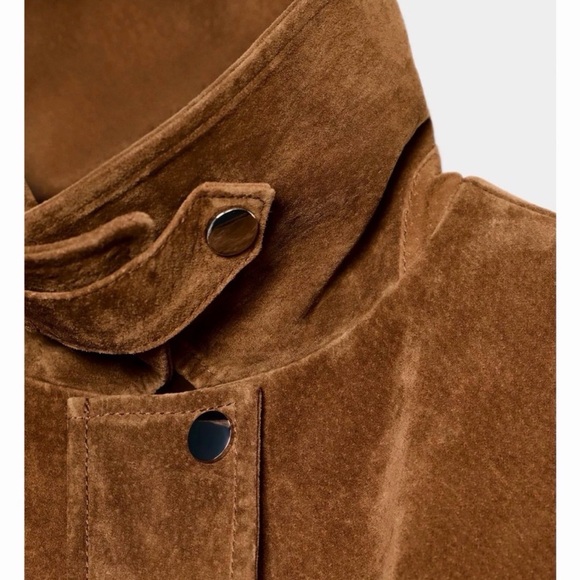 ZARA 100% LEATHER BOMBER JACKET - Picture 9 of 11